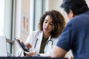 Doctor speaker with her patient
